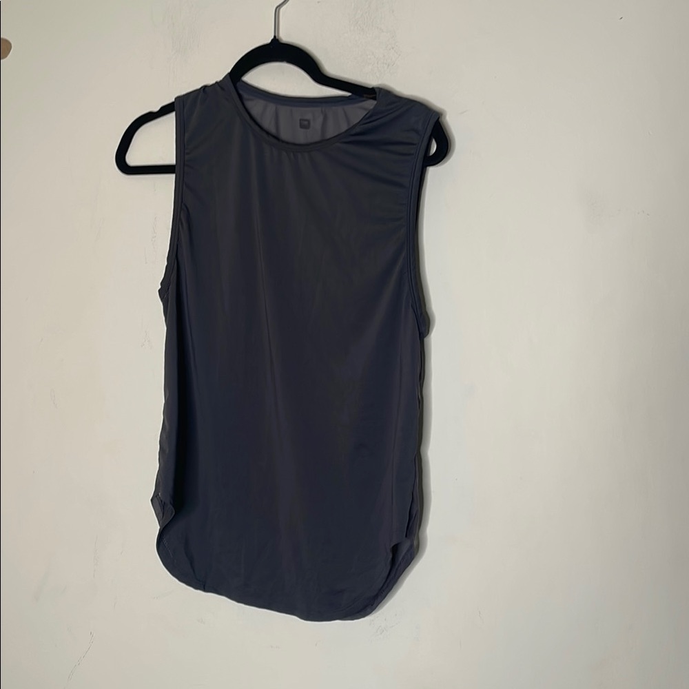 Fabletics Gray Sleeveless Tank Top with Rounded Neckline